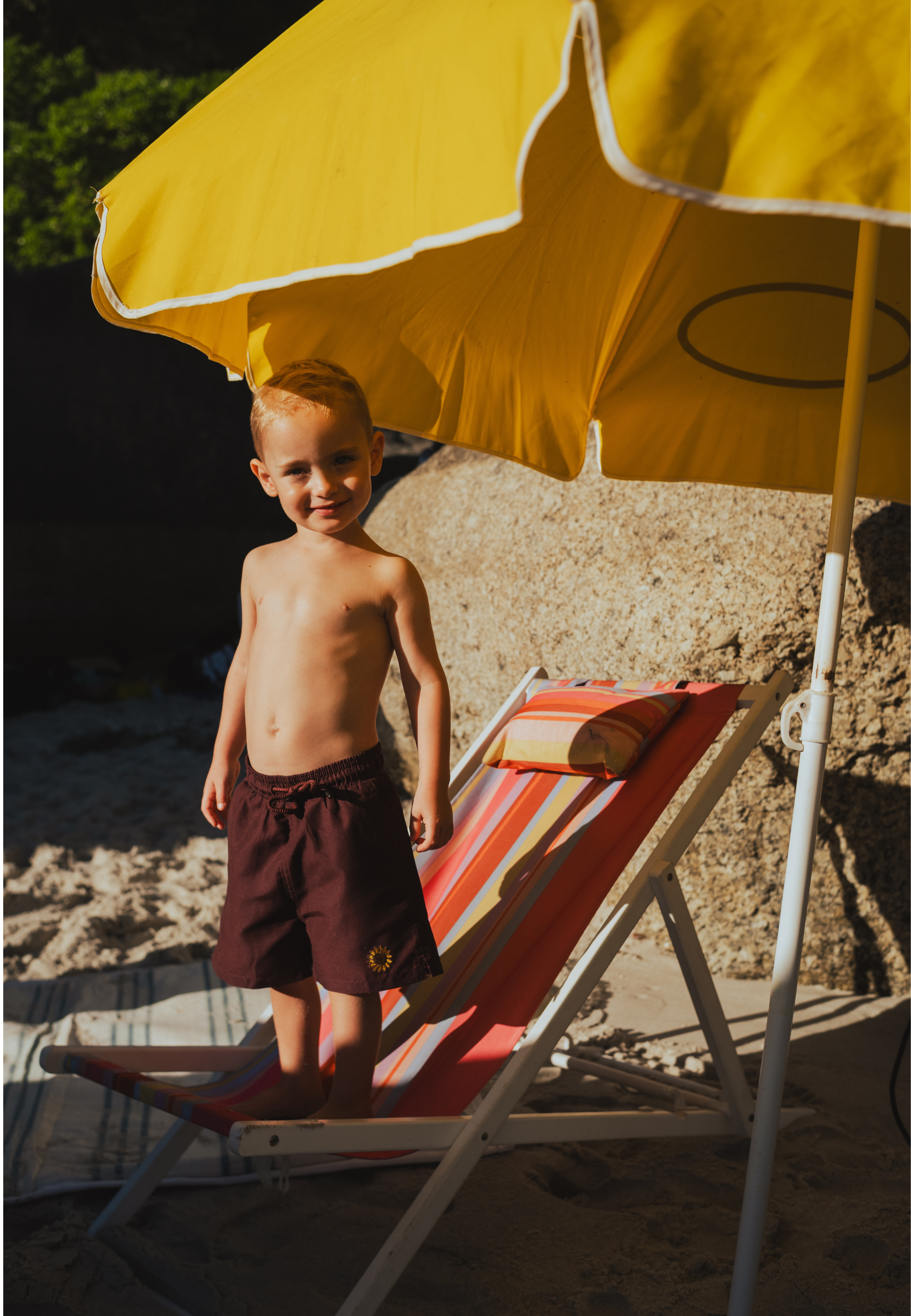 Sunflower Plain Father & Son Swim Trunks